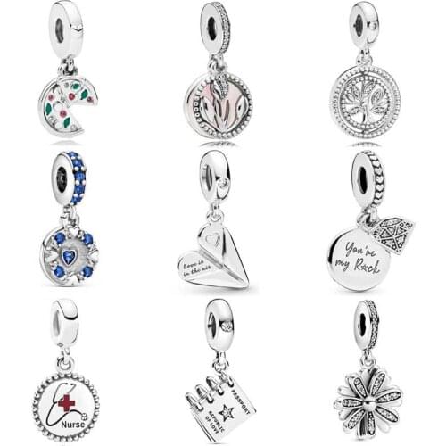 Green Enamel Passion For Pizza With Crystal Hospital Nurse Pendant Bead Fit Pandora Bracelet 925 Sterling Silver Charm Jewelry