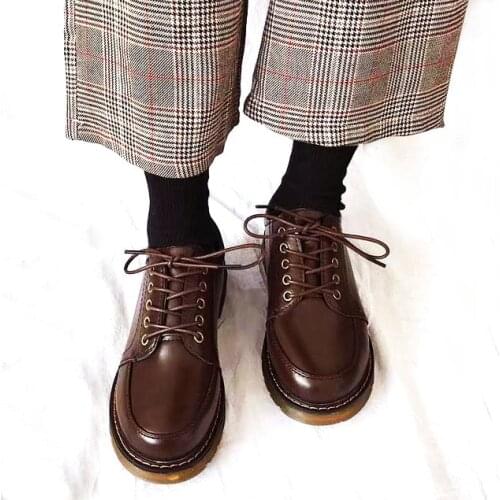 LIHUAMAO women casual shoes lace up round toe derby oxford walking outdoor walking shoes sneaker