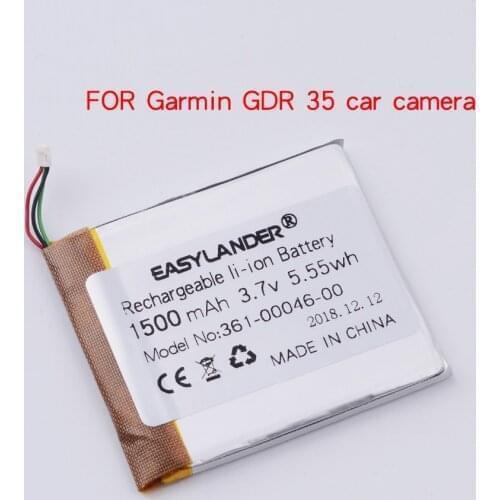 3.7V 1500mAh Rechargeable li Polymer Li-ion battery For Garmin GDR 35 Car camera