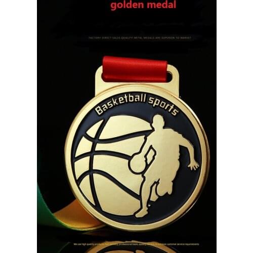 New style Basketball Zinc Alloy material basketball sports medal custom made with ribbon free print