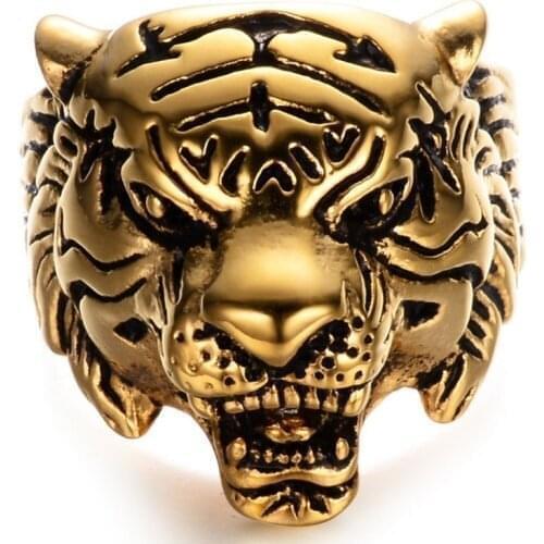 Fashion Punk Domineering Silver Metal Tiger Mens Ring Animal Style Rock and Roll Party Jewelry