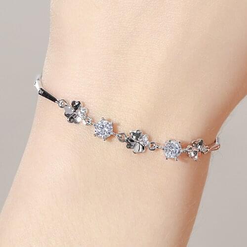 Dara Fashion Jewelry Silver Lucky Clover Bracelet for Women 2021 Now Coming