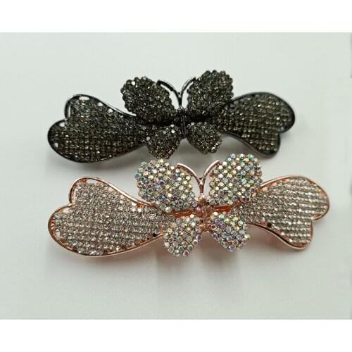 Fashion Rhinestones Barrettes Butterfly Hairpin Gold Black Bridal Hair Clip Jewelry Wedding Accessories For Women Girls