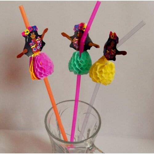 Cartoon Honeycomb Ball Disposable Straws Juice Drinking Straws Tableware Decoration Hawaii Wedding Party Christmas