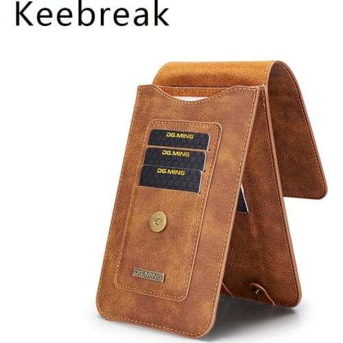 Keebreak Real Leather Men Slim Waist Bag Cowhide Small Hook Bum Bag Waist Belt Pack Cigarette Case Card Wallet 6.5" Phone Pouch