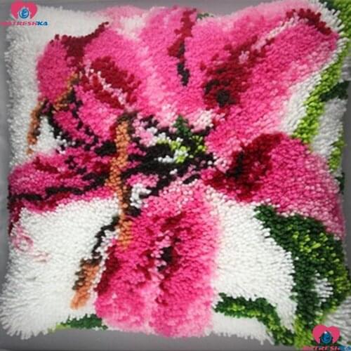 Latch Hook kits Flower Pillowcase Diy Handmade 3d Printed set Cushion Latch Hook Rug Kits DIY accessories Unfinished Home decor