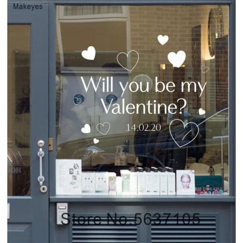 Makeyes Valentine Store Wall Stickers Window Decor Shop Home Love Wall Decoration Vinyl Wall Decals Art Design Sweet Mural Q101