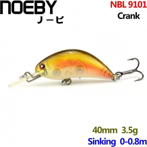 NOEBY 1 Pcs Fishing Lure 40mm/3.5g 0-0.8m Sinking Super Crankbait Lures Fishing Bait VMC Treble Hooks Colorful 3D Eyes NBL 9101