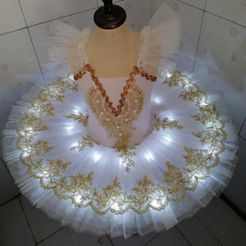 2021 New Tutú de Ballet Led Profesional para niños y adultos, trajes de baile de lago, Cisne, bailarina, Pancake ligero, nuevo