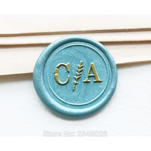 Custom initials Wax Seal Stamp,Branch design Seal Stamp Kit,wedding invitation seals,wedding gift,personalized wood wax stamp