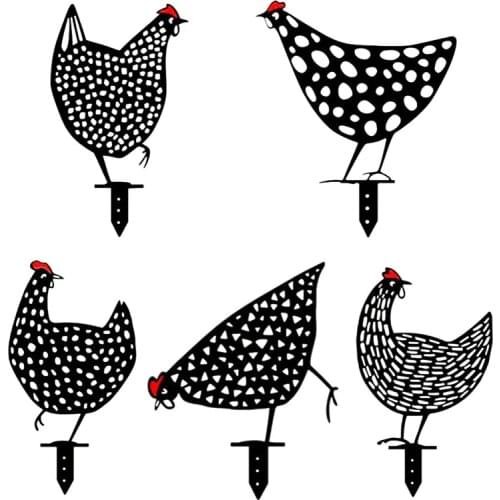 Realistic Metal Chicken Hen Cock Rooster Family Poultries Animal Figurine Home Party Decor Ornament Lawn Hen Yard Decor Gift #2