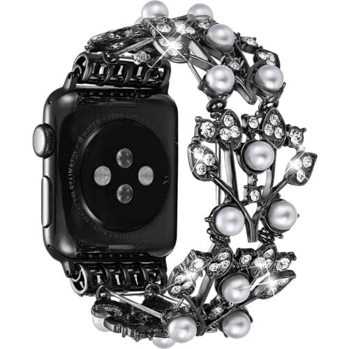 Watchband for apple watch band 44mm 42mm 40mm 38mm Elastic Pearl Beaded Bracelet Replacement Wristband iwatch series 6 5 4 3 SE