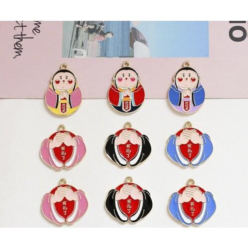 6pcs Chinese Style Alloy pendant auspicious blessing earrings for women diy hand-made material jewelry earrings accessories