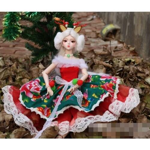 56cm BJD dolls Female Plastic Doll 21 joints body doll selling with wig dress Christmas outfit