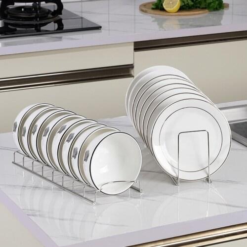 Stainless Steel Dish Bowl Lid Drain Rack Kitchen Tableware Storage Rack Durable Dish Bowl Rack Holder Kitchen Tools Accessories