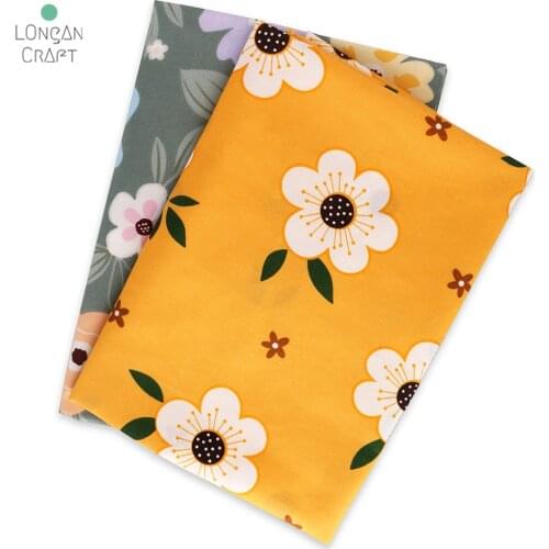 Longan Craft Supplies Floral Print Polyester Fabric DIY Patchwork Sewing Fabrics Quilt Needlework DIY Cloth