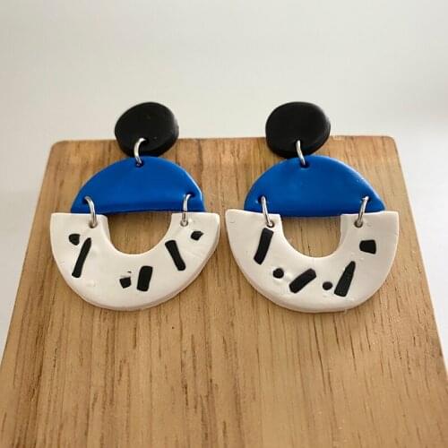 Spring New Polymer Clay Earrings Stud for Women Multi Colors Simplicity Trend Geometric Handmade Fashion Jewelry Cute Girl Gifts