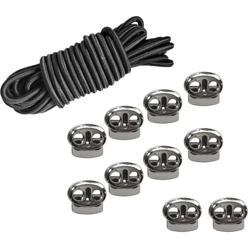 10x Paracord Cord Lock Clamp 2-Hole Toggles Spring Stop + Elastic Shock Rope