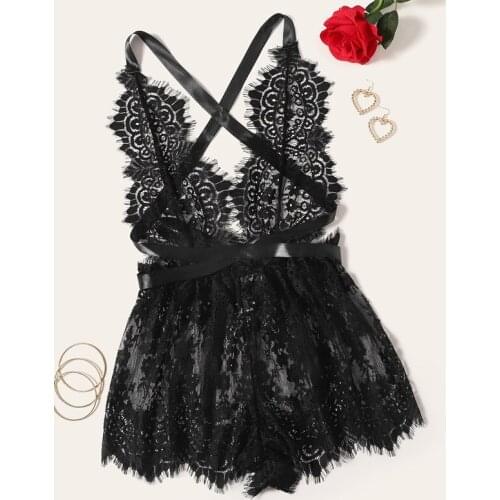 Women Nighte Dress Sleeping dress Lace Bow Lingerie Babydoll Seamless Nightwear underwear Lace Night Gown See Though Lingerie