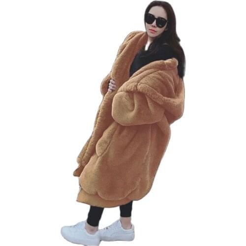 Hooded Oversized Jacket Winter Fur Coat Women Parka Long Warm Faux Fur Jacket Coats Hoodies Loose Winter Coat Women -20 degrees