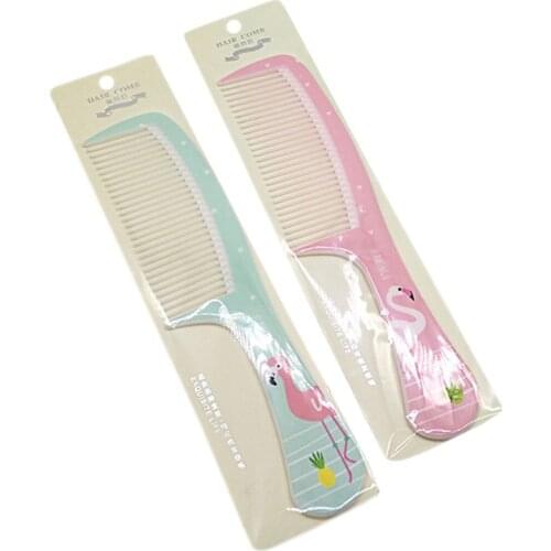 Women Women Girls Portable Plastic Hair Comb Fine-Toothed Colorful Cartoon Animal Flamingo Sweet Candy Color Hairbrush Salon