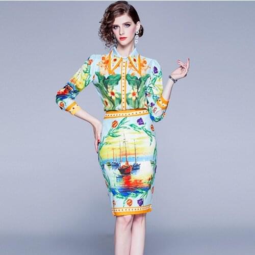 2021 Summer Runway Suit Women Animal Cartoon Flower Embroidery Blouse White Shirt + Pleated Skirts Ladies 2 Piece Skirts Set