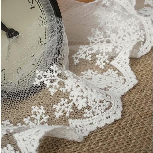 1 Yard White Lace Ribbon DIY Embroidered Net Lace Trim Fabric Ribbons For Sewing Decoration Supplies 11cm Width