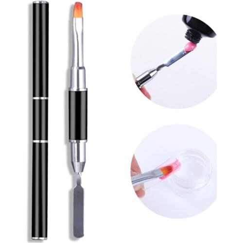 2-In-1 Double-Ended Nail Tool Nail Pen Brush And Picker Stainless Steel Gel Color Bar Flower Brush Dual-Use