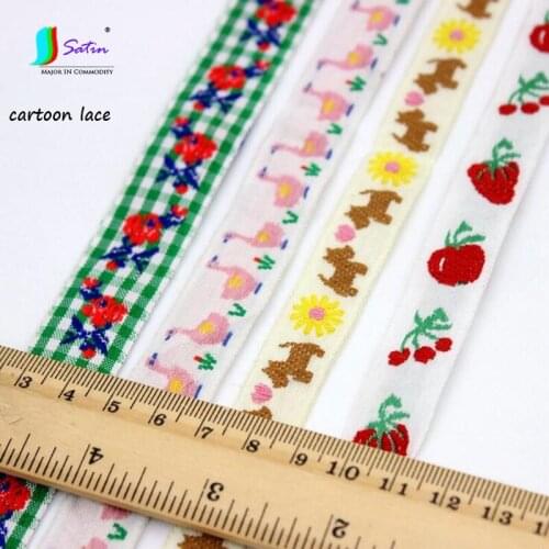 20 yards High Quality Cute Cartoon Animal Style Baby Doll Skirt Clothes Sew Decorate Repair Cotton Ribbon Webbing Lace A0084L