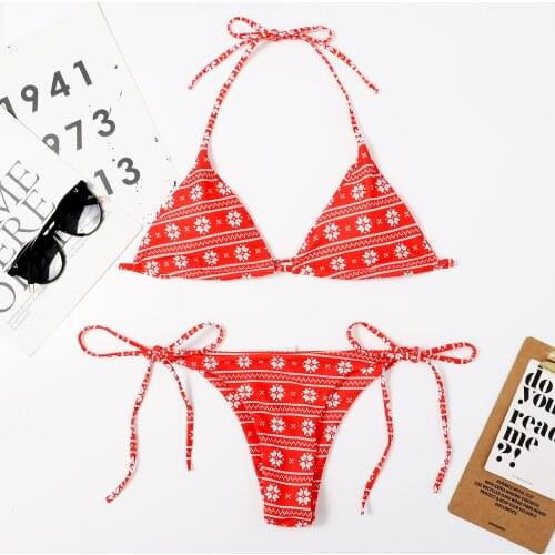2021 Sexy Women Summer Swimwear Bikini Set Bra Tie Side Thong Beach Triangle Suit Swimsuit Bathing Suit Swimming Suit Biquini