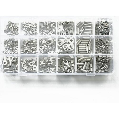 360 Pcs Cold Naked Non-Insulated Ring Fork O/Y/U-Type Terminals Assortment Kit Cable Crimp Spade Connector
