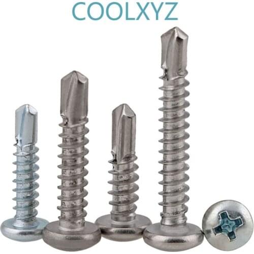 401Stainless Steel Cross Round Head Drill Tail Self Tapping Screw KA Hardened Phillips Pan Head Self Drilling Screws 10pcs