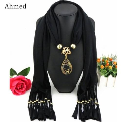 Ahmed Bali Yarn Ethnic Beads Tassel Scarf With Gold Peacock Pendant Fringe Long Scarf Necklace For Women Jewelry Accessories