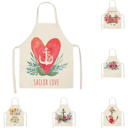 FYMX Custom Apron Linen cotton Men Women Bibs Home Cooking Coffee Shop Cleaning Apron Kitchen Accessories Drop Shiping