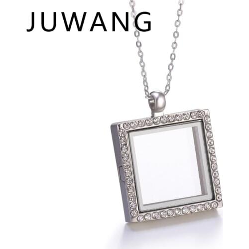 Trendy Statement necklace Glass Photo Frame Memory Locket Can Open Locket Necklace Pendant For Women Girl Jewelry Gift