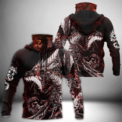 Dragon 3D Printed Hoodies Harajuku Fashion Sweatshirt Women Men Casual Pullover Hoodie Mask Warm Cosplay Costumes