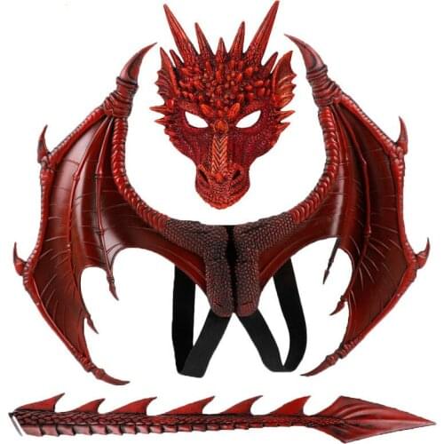 Animal Cospty Dragon Costume Purim Christmas Gift Carnival Party Kids Cosplay Set Wing and Tail Childrens day faucet Costume