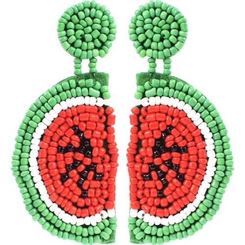 MANILAI Boho Fruit Watermelon Shape Beads Dangle Earrings Handmade Beads Drop Earrings Female Wedding Pendant Jewelry
