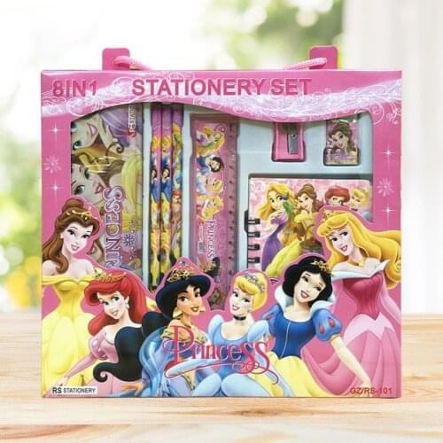 Disney 8-Piece Stationery Set Cute Frozen Stationery Box Notebook Childrens Carrying Case Writing Pencil Creative Cartoon Gift