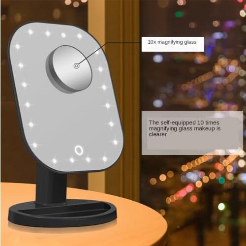 Desktop Touch Sensor Makeup Mirror Desktop 10X Magnification Beauty Makeup Mirror with LED Light Magnifier