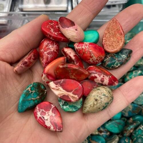 Natural Emperor Stone Cabochon Beads Flat Back Water Drop Shape No Hole Loose Beads For jewelry making DIY Ring accessories