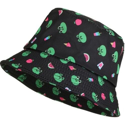 New Fashion Printing Spring and Summer Frog Cashew Flower Bucket Hat Hip Hop Panama Gorras Men and Women Fisherman Hat Bob Hat