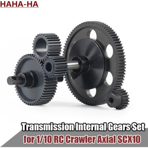 RC Car Transmission All Metal Internal Gears Set with Motor Gear for 1/10 RC Crawler Car Axial SCX10 Gearbox OP Upgrade Parts