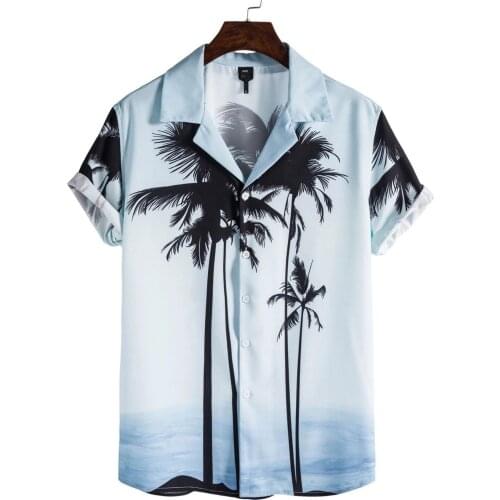 Shirts Tops Men Summer Stand-up Collar Printed Ventilated And Cool Short-sleeved Hawaiian Tops Holiday Vocation Beach Shirts