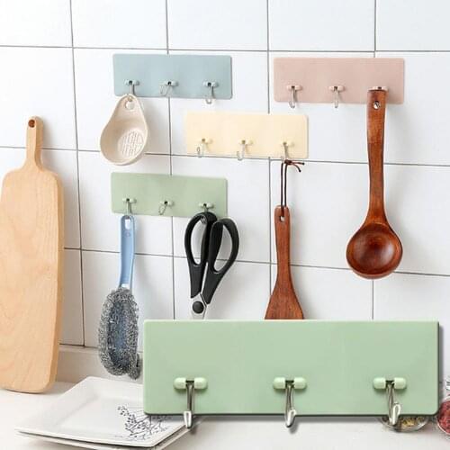 Self-adhesive Wall Hook Clothes Bag Headphone Key Hanger Bathroom Kitchen Bag Towel Cooking Tool Rustproof Shelf Holder