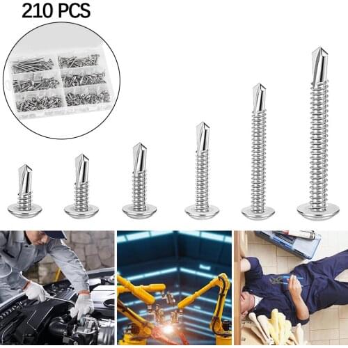 Silver Stainless Steel Self-Tapping Screws Assorted Kits Cross Head Round 13 19 25 32 38 50mm Nail for Wood Garages