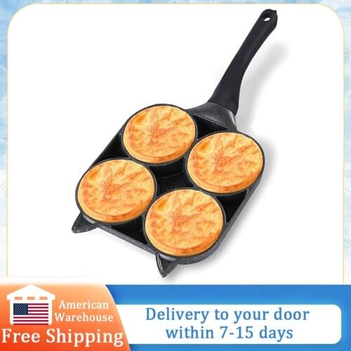 7" Mini Egg Frying Pan Nonstick 4-Cup Egg Cooker Pan with Silicon Handle Pancake Pan for Cakes Pancake Toast Egg