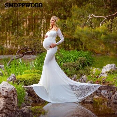 SMDPPWDBB New Maternity Photography Dress Pregnant Woman Lace Tulle Dresses For Photo Shoot Baby Shower Dress