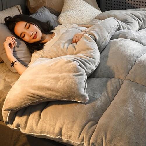 Super warm flannel quilt winter spring thick cotton comforter luxury feather velvet twin queen king full size blanket