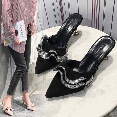High-heeled sexy womens shoes 2021 new spring edition Korean fashion suede pointy slippers wear shoes zapatos de mujer